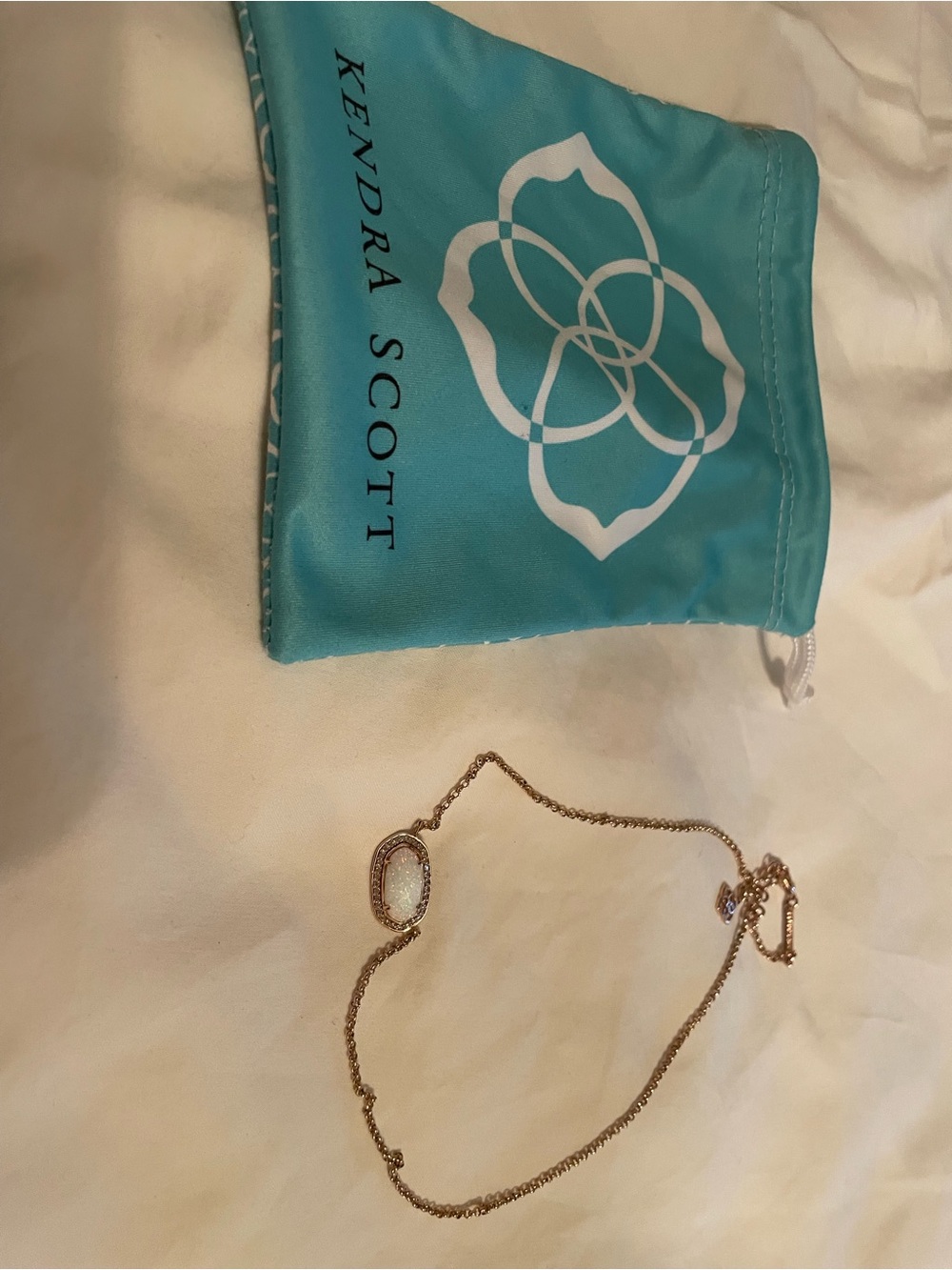 Kendra Scott Rose Gold Necklace with White Opal Pendant